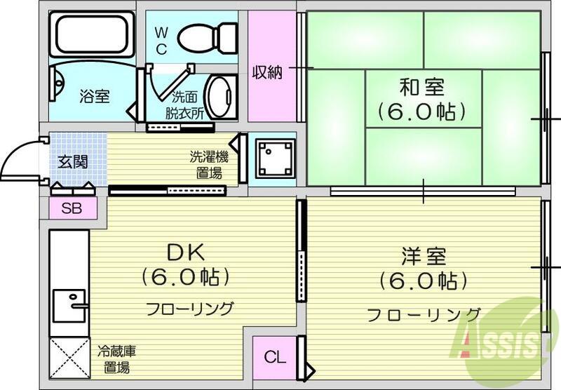 STハイツ遠見塚(2DK/2階)の間取り写真
