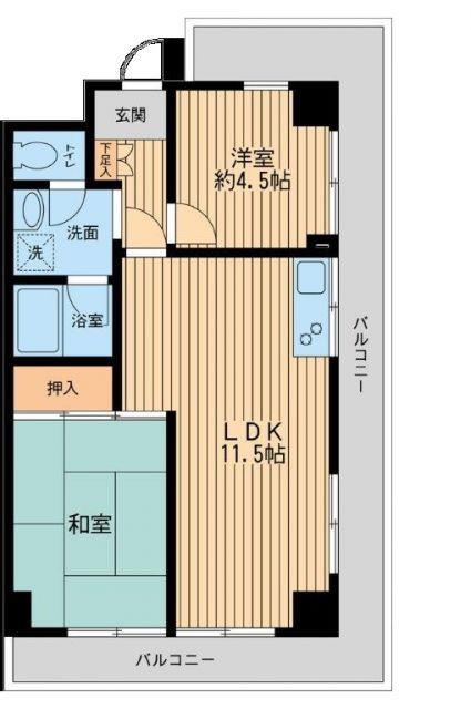 入間市駅前ビル(2LDK/4階)の間取り写真