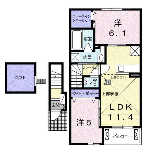 ミロワール(2LDK/2階)の間取り写真