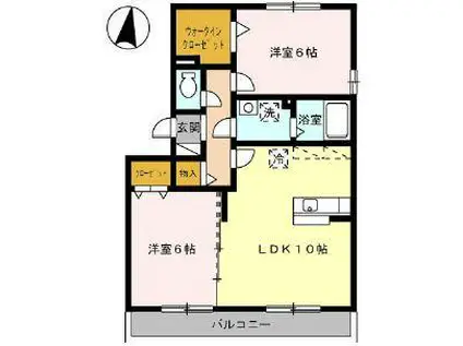 グラス ウィン(2LDK/2階)の間取り写真