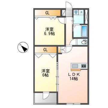 FACE MANSION(2LDK/5階)の間取り写真
