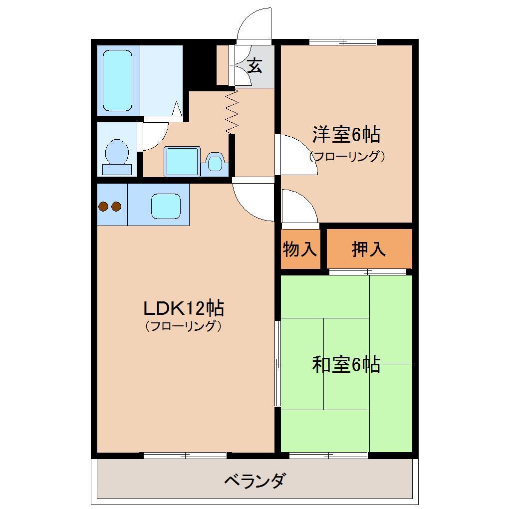 ディアコート(2LDK/3階)の間取り写真