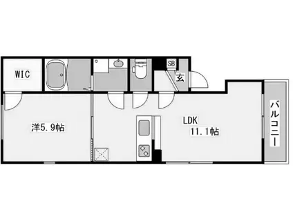 ベイコート東舞子(1LDK/1階)の間取り写真