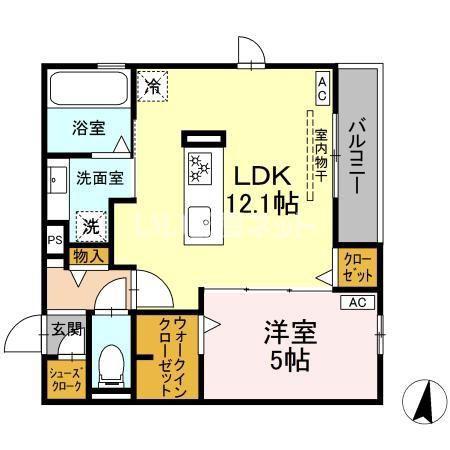 Uリッチトリシア(1LDK/3階)の間取り写真