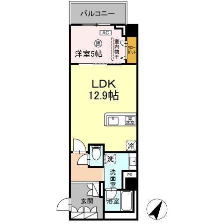KYOKUYOUモダンベース天神(1LDK/3階)の間取り写真