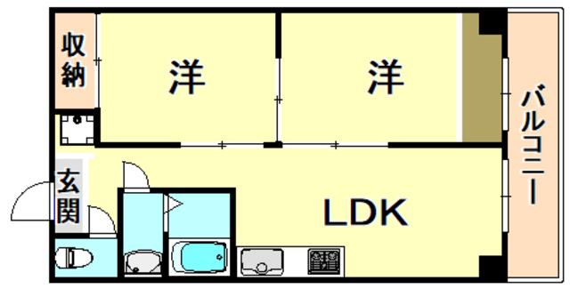 ダイバーシティ神戸長田B棟(2LDK/6階)の間取り写真