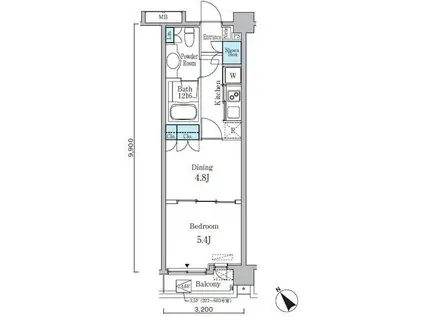 クインテット恵比寿(1DK/2階)の間取り写真