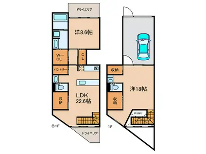 SAIL(2LDK/B1階)の間取り写真