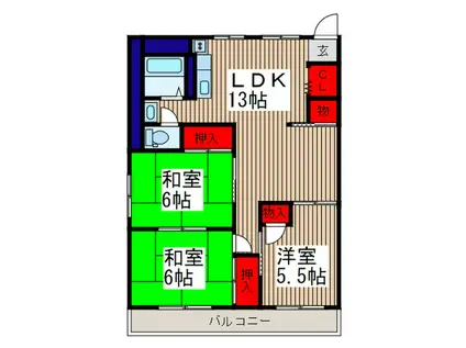 信栄ビル(3LDK/2階)の間取り写真