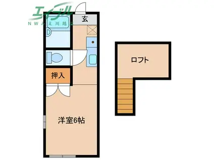 青葉公園(ワンルーム/2階)の間取り写真