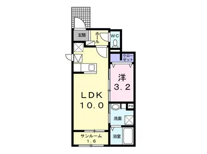 ボヌール・リアン II(1LDK/1階)の間取り写真