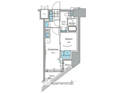 ルフォンプログレ田原町(1DK/10階)の間取り写真