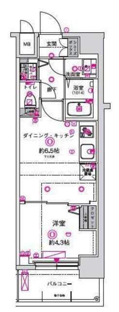 CREST TAPP京都太秦天神川DEX I(1DK/2階)の間取り写真