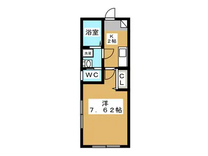 プレステージS(1K/1階)の間取り写真