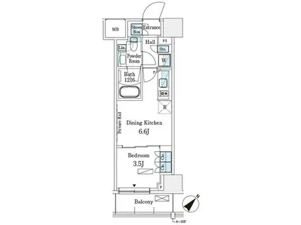 パークアクシス横浜伊勢佐木町通(1DK/3階)の間取り写真