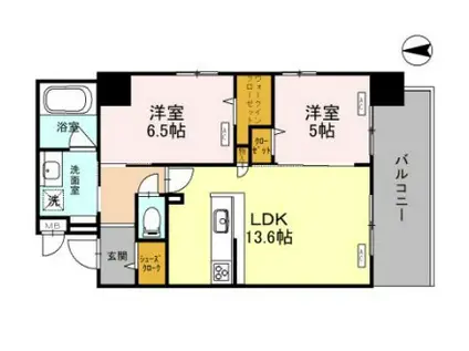クレストコート同心(2LDK/11階)の間取り写真