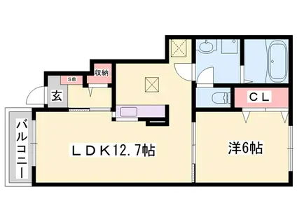 ソルマール 四季 B(1LDK/1階)の間取り写真
