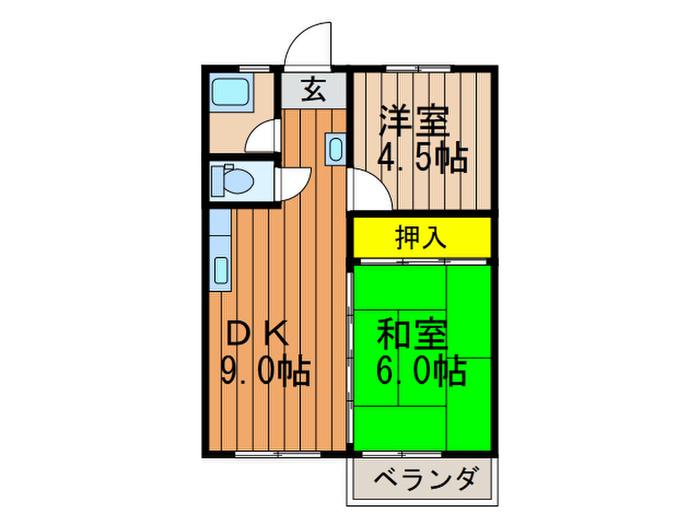 沢村ハイツ C棟(2DK/2階)の間取り写真