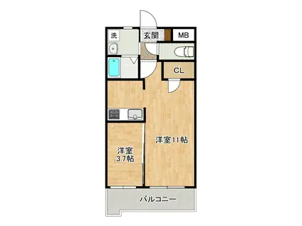 PLACE COURT(1LDK/9階)の間取り写真