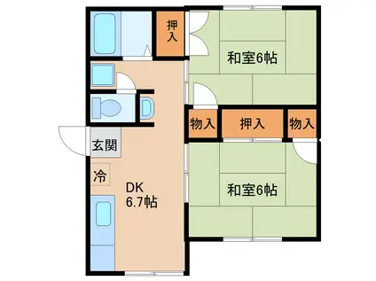 横山ハイツ(2DK/1階)の間取り写真