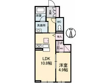 アリスティオ・ガーデンY C(1LDK/1階)の間取り写真