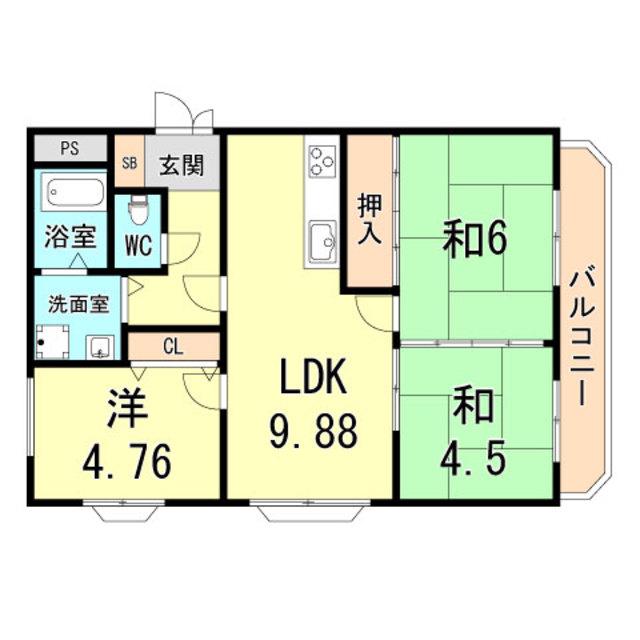 ベルレーブ本山(3LDK/3階)の間取り写真