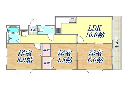 CREA御殿山A(2LDK/2階)の間取り写真