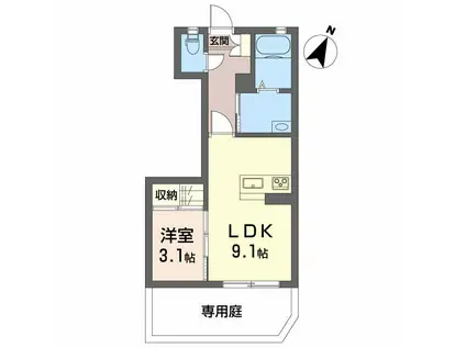 シャーメゾンFORENA(1LDK/1階)の間取り写真