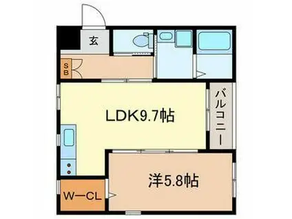 リンデンハイム II(1LDK/2階)の間取り写真