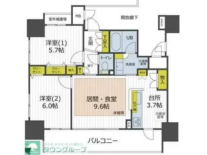 ポレスターステーションシティ草加(2LDK/14階)の間取り写真