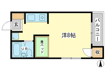 ジュネス新在家(ワンルーム/1階)の間取り写真