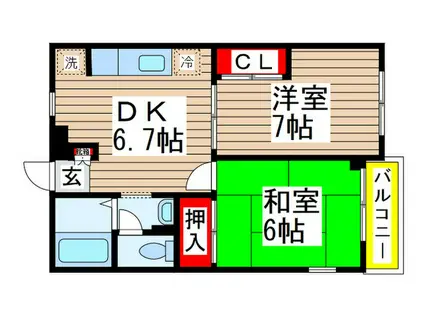 カサベルテ新検見川2B(2DK/1階)の間取り写真