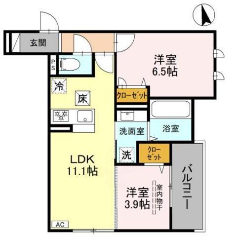 メゾン ド ソルテ B棟(2LDK/2階)の間取り写真