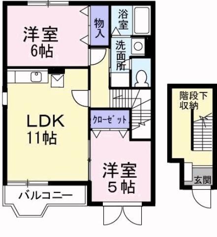 ハイツ ロジュマンA(2LDK/2階)の間取り写真