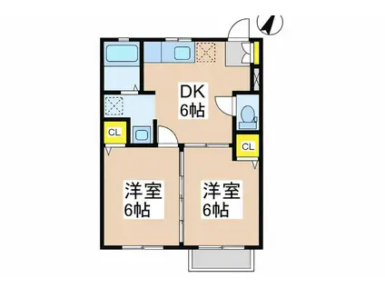 グランドメゾンあいらD(2DK/2階)の間取り写真