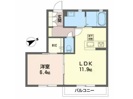 ルミエールコート GTI A(1LDK/1階)の間取り写真