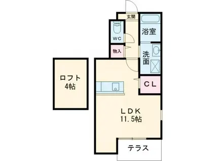 ナトゥラI(ワンルーム/2階)の間取り写真