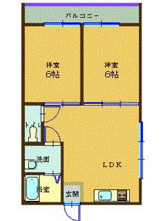 クレスト青田(2LDK/3階)の間取り写真