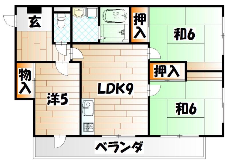 エレガンス中井(3LDK/2階)の間取り写真