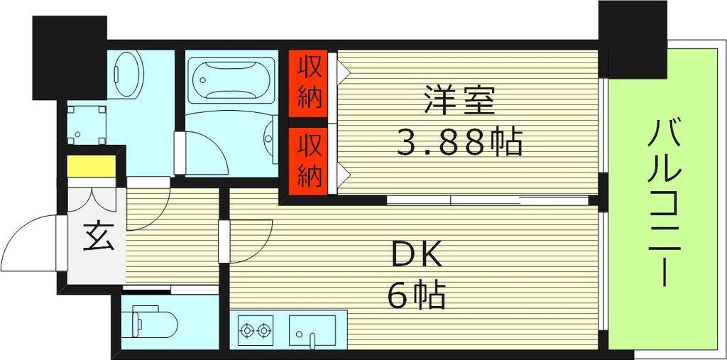 プレジオ関目(1LDK/13階)の間取り写真