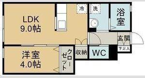 グランビュー旭ヶ丘(1LDK/1階)の間取り写真