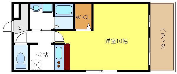 CASAVIENTO(1K/2階)の間取り写真