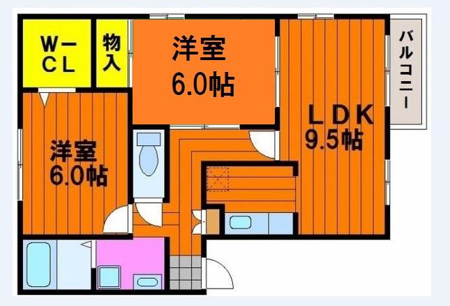 ガーデンハイツ福島C(2LDK/1階)の間取り写真