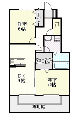 プラムパディーA棟(2DK/1階)の間取り写真