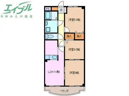 ハッピー2000稲場(3LDK/3階)の間取り写真