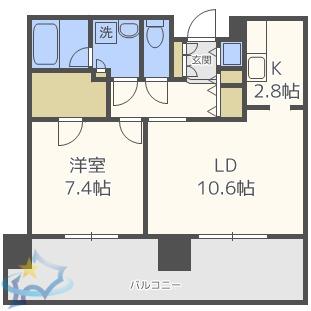 ビッグパレス南5条(1LDK/8階)の間取り写真
