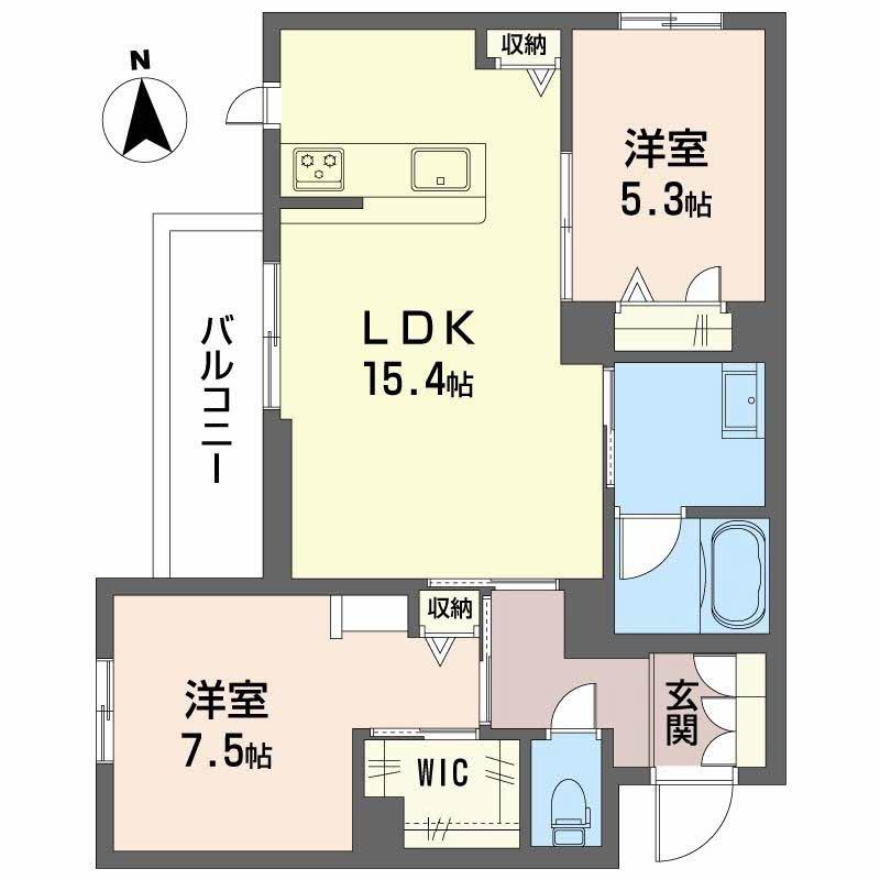 メゾンブランカあびこ南(2LDK/2階)の間取り写真