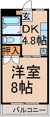 カーサ恵(1DK/2階)の間取り写真