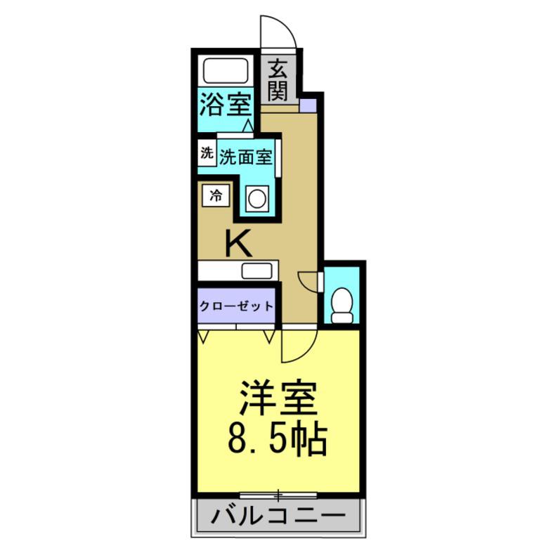 アンプルールリーブル BLOOM(1K/1階)の間取り写真