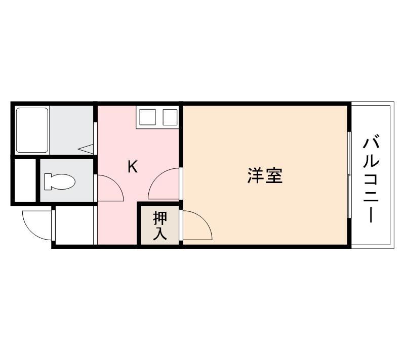 ハイツ福岡(1K/2階)の間取り写真